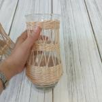 Handmade Bamboo Rope Vase with Glass Jar – Natural, Rustic, and Stylish Décor for Flowers or Home Accents"