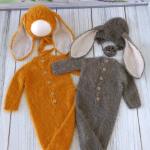Handmade Knitted Bunny-Ear Jumpsuit for Kids – Ultra-Soft, Fluffy, Cozy & Adorable Outfit for Everyday Wear or Special Occasions"