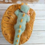 Handmade Knitted Dinosaur Costume for Kids – Green with Yellow Spikes, Soft & Cozy Outfit for Parties, Holidays, Photoshoots, or Play"